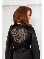 Sırtı Kalp Dantelli Saten Gecelik Sabahlık Takımı Pierre Cardin 4090  Siyah görsel 29