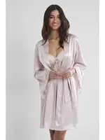 Sırtı Kalp Dantelli Saten Gecelik Sabahlık Takımı Pierre Cardin 4090  Pudra görsel 11