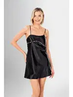 Siyah 2Li Askılı Kısa Gecelik Sabahlık Takımı Ahu Loriva 1920 Siyah detay görünüm