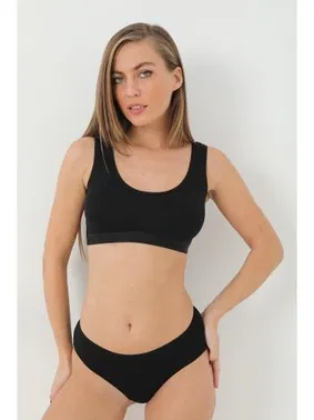 Arma Yıldız Siyah 2li Bambu Kalın Askılı Pedli Crop Atlet Arma Yıldız 3710 - 2 ADET