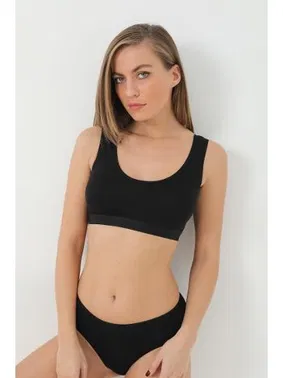 Arma Yıldız Siyah 2li Bambu Kalın Askılı Pedli Crop Atlet Arma Yıldız 3710 - 2 ADET - Alternatif Görünüm