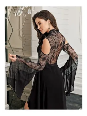 İmaj Siyah 2li Saten Gecelik Takımı Transparan Dantel İmaj 3204 - Alternatif Görünüm