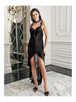 Siyah 2li Saten Gecelik Takımı Transparan Dantel İmaj 3204 Siyah farklı açı