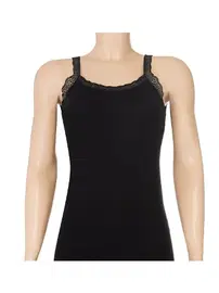 Yıldız Çamaşır Siyah 3'lü Paket Likralı Kadın Askıları Dantelli Atlet Yıldız 2281