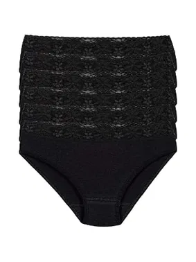 Yıldız Çamaşır Siyah 6'lı Paket Likralı Beli Dantelli Kadın Bikini Külot Yıldız 3528
