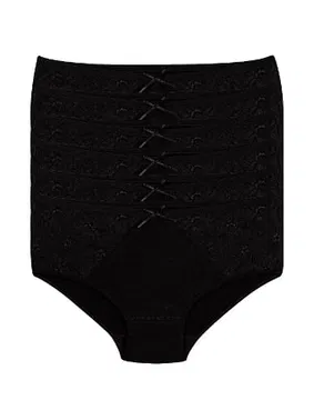 Yıldız Çamaşır Siyah 6'lı Paket Likralı Dantelli Bato Kadın Külot Yıldız 3831