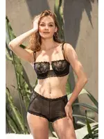 Siyah Balenli Kapsız Transparan Sütyen Boxer Külot Takım Gallipoli MGP31333 Siyah