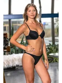 Gallipoli Siyah Balenli Tam Destekli Sütyen String Külot Takım Gallipoli MGP31282