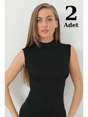 Arma Yıldız Siyah Bambu Balıkçı Yaka Body Boğazlı Kolsuz Badi Arma Yıldız 3707 - 2 ADET