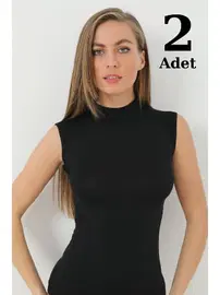 Arma Yıldız Siyah Bambu Balıkçı Yaka Body Boğazlı Kolsuz Badi Arma Yıldız 3707 - 2 ADET