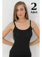 Siyah Bambu Parmak Askılı Atlet Arma Yıldız 3714 - 2 ADET Siyah