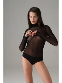 Doreanse Siyah Boğazlı Kadın Tül Body Doreanse 12403