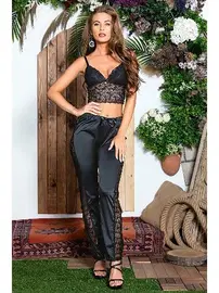 Gallipoli Siyah Bralet Sütyen Gömlek ve Pantol Saten Takım Gallipoli MGP31726