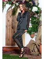 Siyah Bralet Sütyen Gömlek ve Pantol Saten Takım Gallipoli MGP31726 Siyah farklı açı