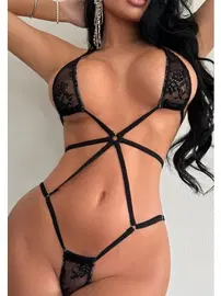 Ruselin Siyah Dantel İpli Fantezi Kadın Body Ruselin 2172