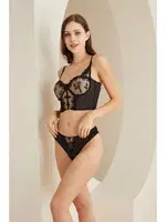 Siyah Dantelli Büstiyer Sütyen Külot Takımı NBB 4812 Siyah