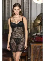 Siyah Dantelli String Külot Kısa Gecelik Takımı Gallipoli MGP31132 Siyah