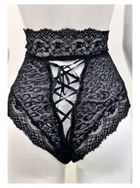 Sistina Kurdelalı Siyah Dantelli Yüksek Bel Külot Venüs Sistina K1013