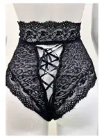 Kurdelalı Siyah Dantelli Yüksek Bel Külot Venüs Sistina K1013 Siyah