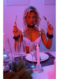 missisX Siyah Deri Fantazi Harness Kelepçe Boyunluk missisX 8007