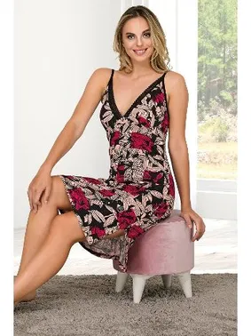 Lady Siyah Desenli Kısa Gecelik Lady 6494 - Alternatif Görünüm