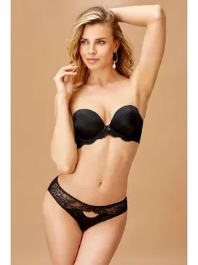 Nurteks Siyah Double Push-Up Straplez Sütyen Takım Nurteks 4536