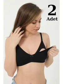 Arma Yıldız Siyah Emzirme Sütyeni 2li Paket Pamuklu Arma Yıldız 3719 - 2 ADET