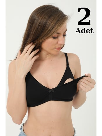 Siyah Emzirme Sütyeni 2li Paket Pamuklu Arma Yıldız 3719 - 2 ADET