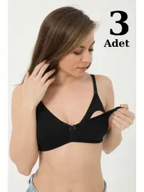 Arma Yıldız Siyah Emzirme Sütyeni Pamuklu 3lü Paket Arma Yıldız 3719 - 3 ADET