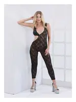 Siyah Fantezi Özel Bölgesi Açık Dantel Catsuit Moonlight 9425 Siyah
