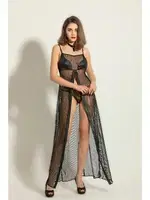 Siyah Fileli Elbise String Fantazi Gecelik Takım Gallipoli MGP6092 Siyah