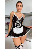 Siyah Fırfırlı Erotik Hizmetçi Kostüm Jesica Bella E-00121 Siyah