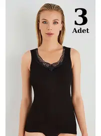 Arma Yıldız Siyah Geniş Askı Ribana Atlet 3lü Paket Arma Yıldız 3308 - 3 ADET