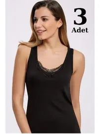 Arma Yıldız Siyah Geniş Askılı Dantelli Atlet 3lü Paket Arma Yıldız 3328 - 3 ADET