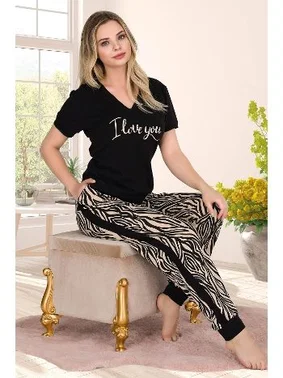 Lady Siyah I Love You Pijama Takımı Lady 12537 - Alternatif Görünüm