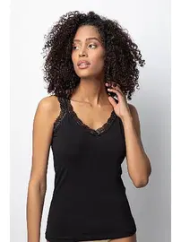 Donex Siyah Kadın Likralı Dantelli Atlet Donex 3286