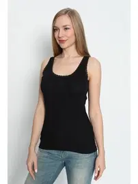 Arma Yıldız Siyah Kalın Askılı Dantelli Atlet Arma Yıldız 3363