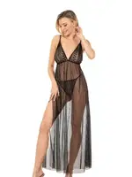 Siyah Kısa Tül Gecelik Ahu Primoda 4259 Siyah detay görünüm