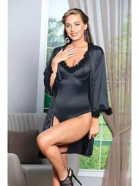 Gallipoli Siyah Kuşaklı Mini Boy Saten Sabahlık Kırmızı Gallipoli 11500 Gallipoli  - Alternatif Görünüm