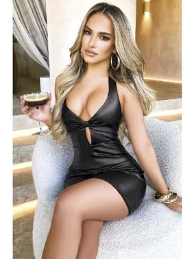 Pink Night Siyah Lame Kadın Seksi Elbise Pink Night 4401