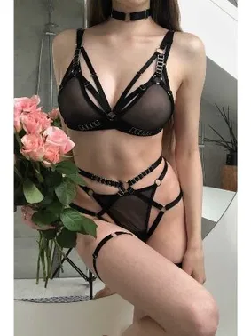 NightLight Siyah Lastikli Fantezi Harness Takım Nightlight 8108