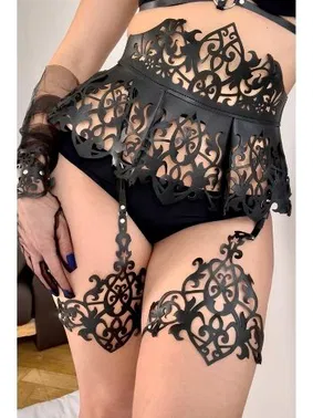 missisX Siyah Lazer Kesim Fantezi Deri Harness missisX 2182