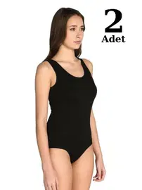 Arma Yıldız Siyah Likra Geniş Askı Kadın Çıtçıtlı Body 2li Paket Arma Yıldız 3338 - 2 ADET
