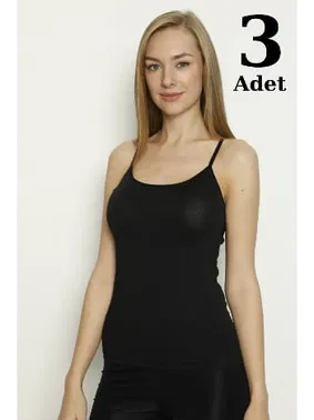 Arma Yıldız Siyah Likralı İp Askı Atlet 3lü Paket Arma Yıldız 3356 - 3 ADET