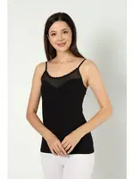 Siyah Likralı Tüllü İp Askılı Atlet Arma Yıldız 3367 - 2 ADET Siyah görsel 4