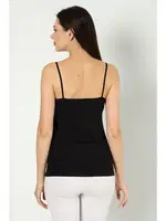 Siyah Likralı Tüllü İp Askılı Atlet Arma Yıldız 3367 - 2 ADET Siyah detay görünüm