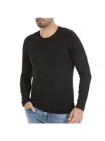 Siyah O-Yaka Uzun Kollu Bambu Erkek T-Shirt Yıldız 496 Siyah