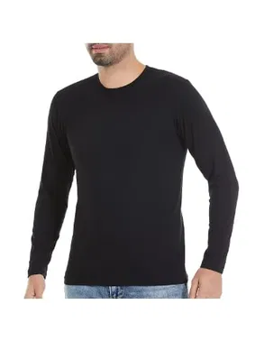 Yıldız Çamaşır Siyah O-Yaka Uzun Kollu Likralı Erkek T-Shirt Yıldız 86