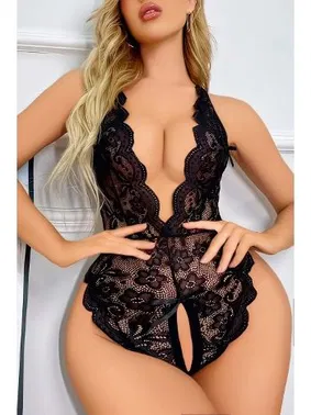 Jesica Bella Siyah Özel Bölgesi Açık Dantel Body Jesica Bella E-0049 - Alternatif Görünüm