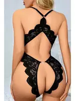 Siyah Özel Bölgesi Açık Dantel Body Jesica Bella E-0049 Siyah farklı açı